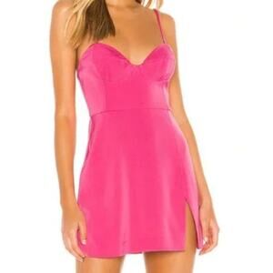NBD NWT Monterey Cypress Dress Bodice Mini Hem Slit Hot Pink Size Medium